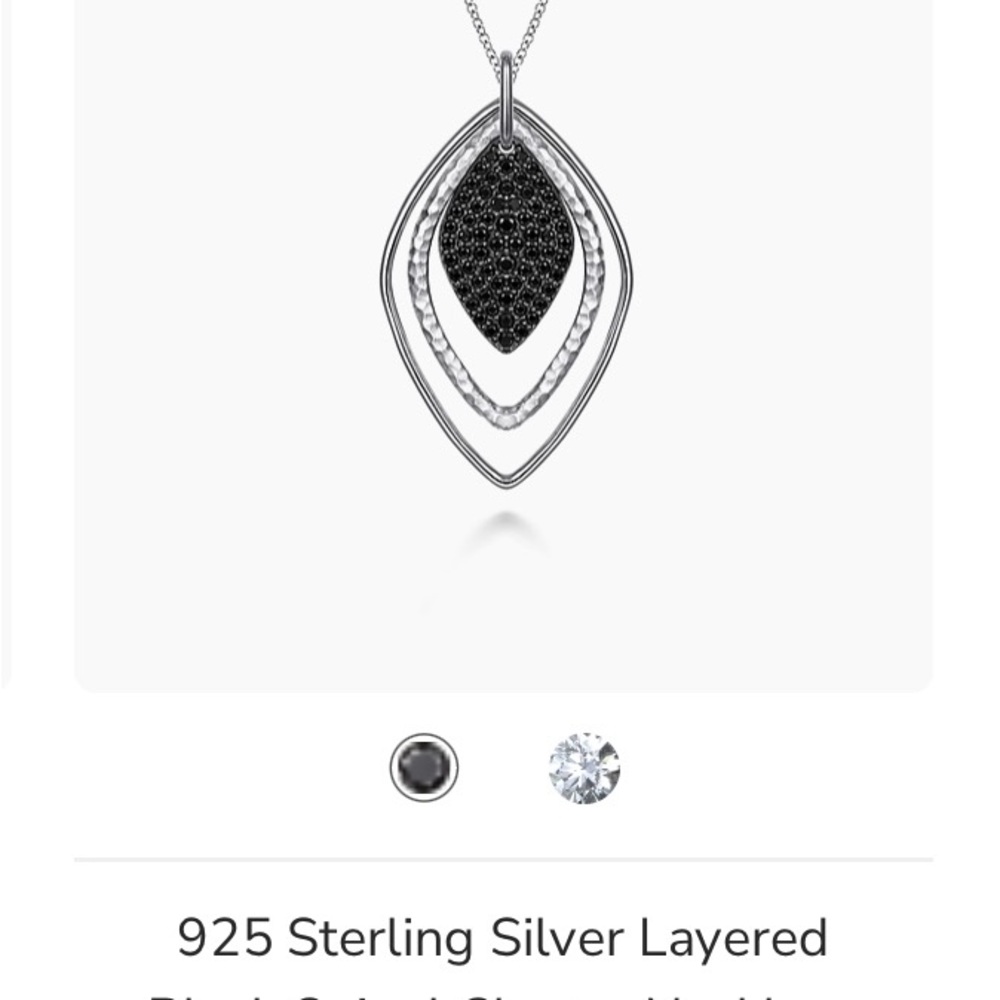 Gabriel & Co silver & Black Spinel necklace, 18” chain - Picture 2 of 3